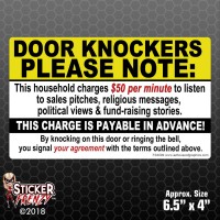 Door Knockers Please Note Sticker - Funny $50 NO SOLICITING Vinyl Decal #FS3009   283102576425